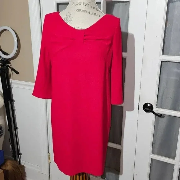 Sandro Womens Red Bow Crepe Dress 2 Holiday Christmas - Picture 1 of 5